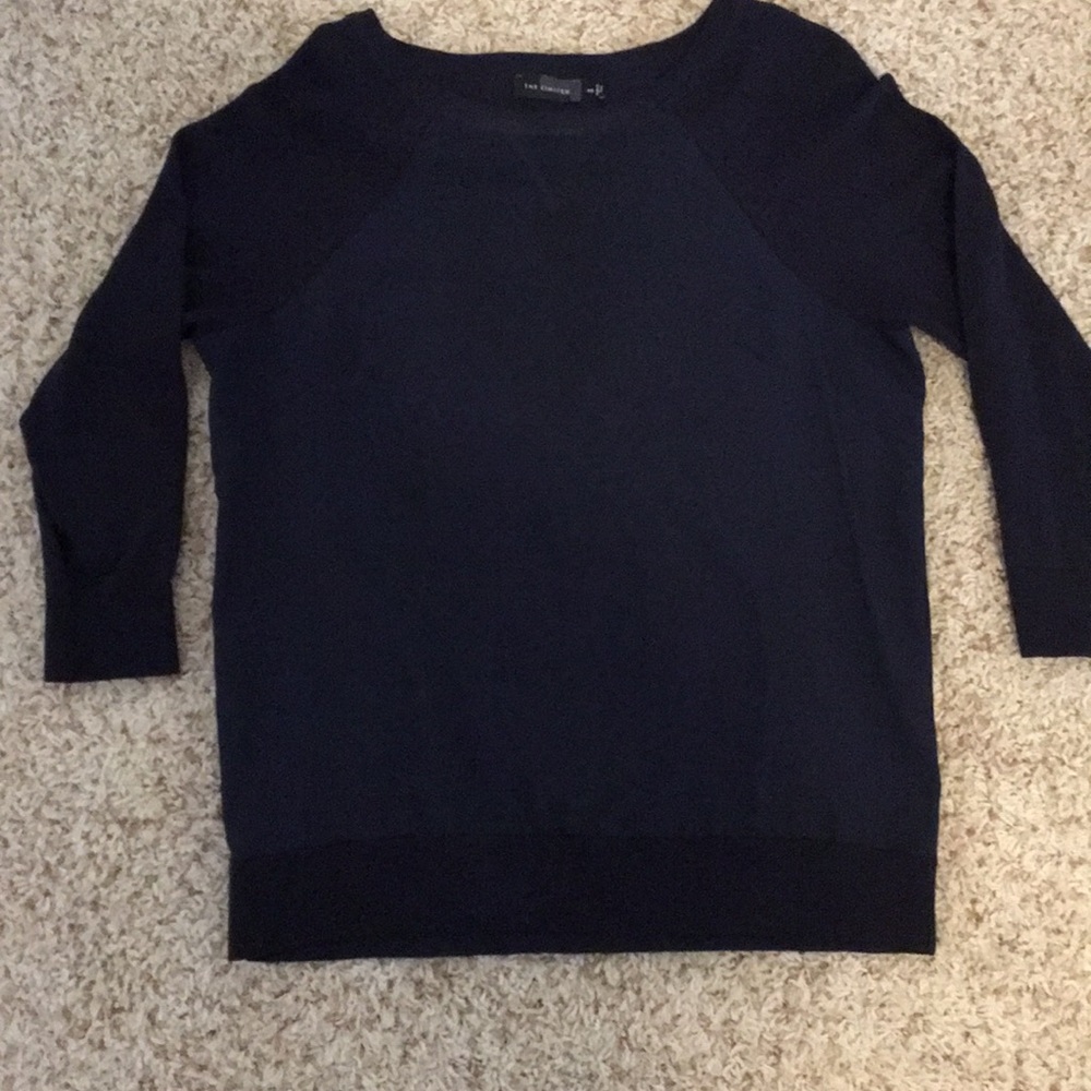 The Limited navy mixed media 3/4 sleeve top